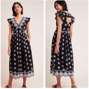 NWT Ranna Gill Tomine Embroidered Eyelet Midi Dress